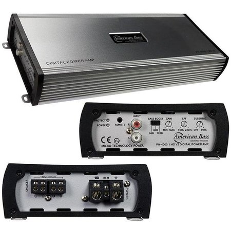 WCI American Bass PH40001MDV2 4000 watt 1 Ohm Stable Max Power Class D Amplifier PH40001MDV2